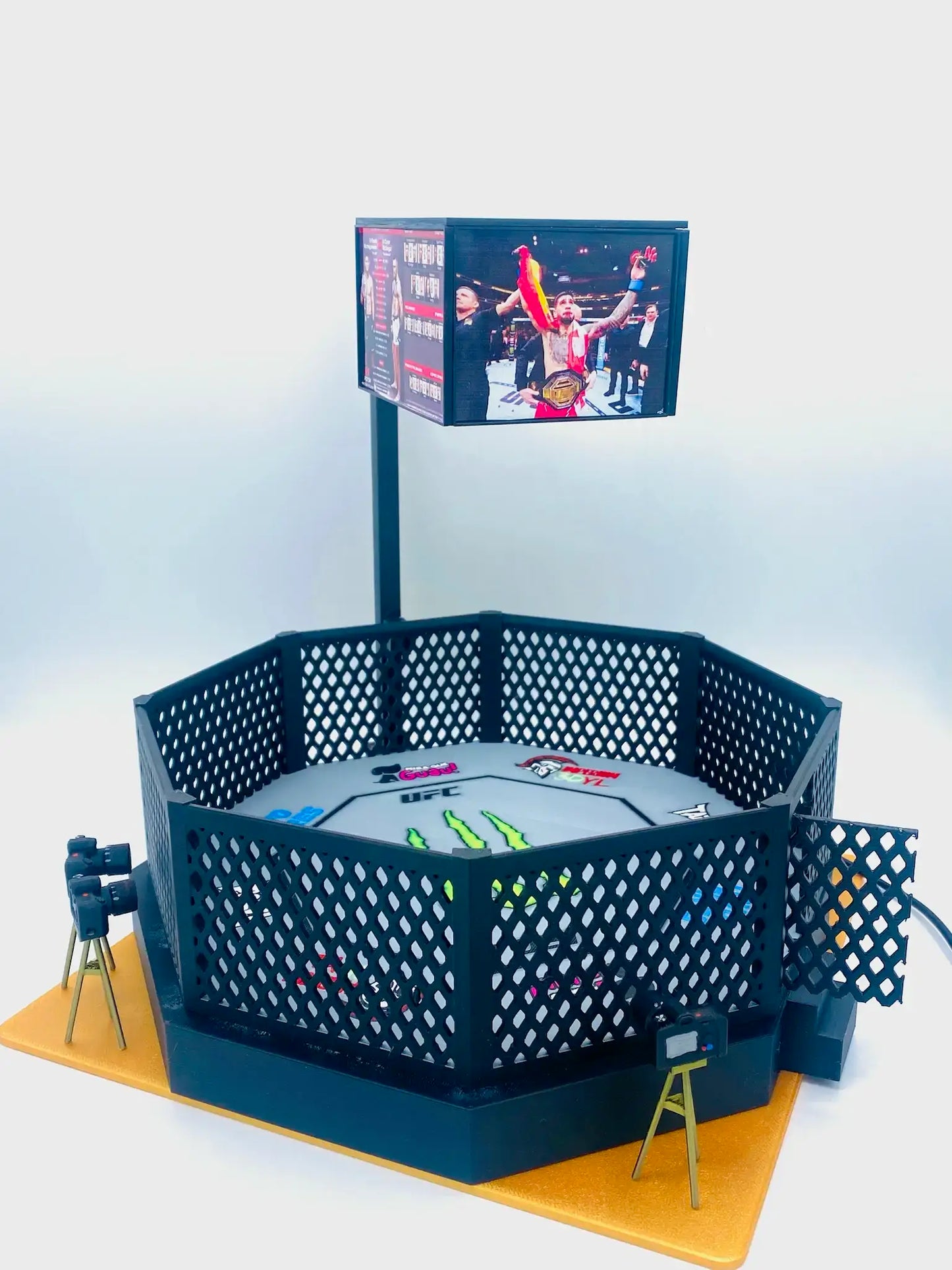 Octógono MMA personalizado con luz LED – mini ring UFC impreso en 3D para fans y coleccionistas