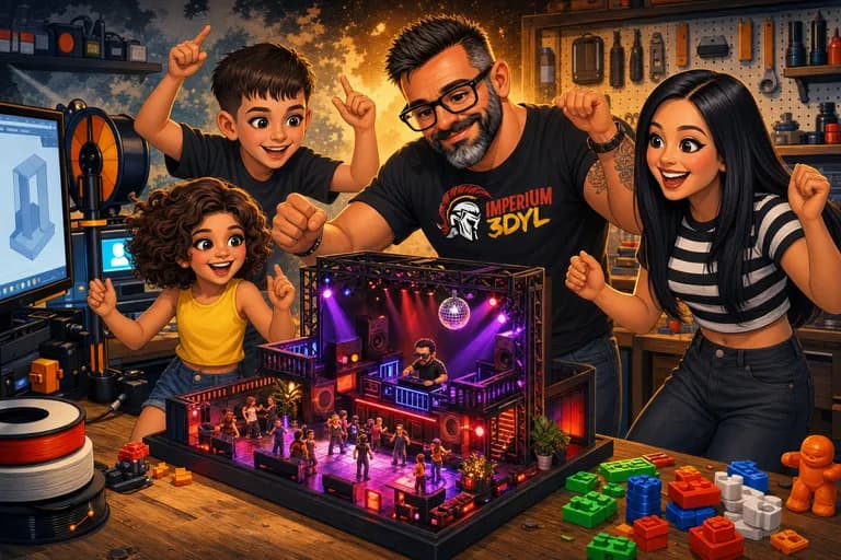 Diorama de una discoteca con un DJ en miniatura