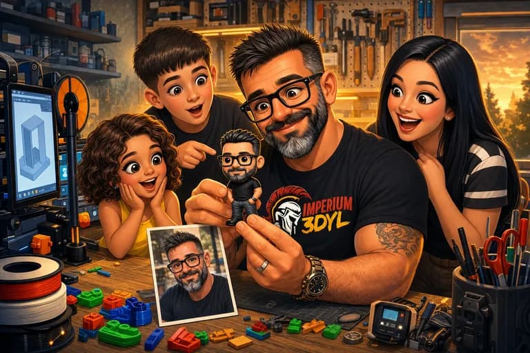 El taller enseña una figura personalizada junto a la foto de la persona en la que se basa