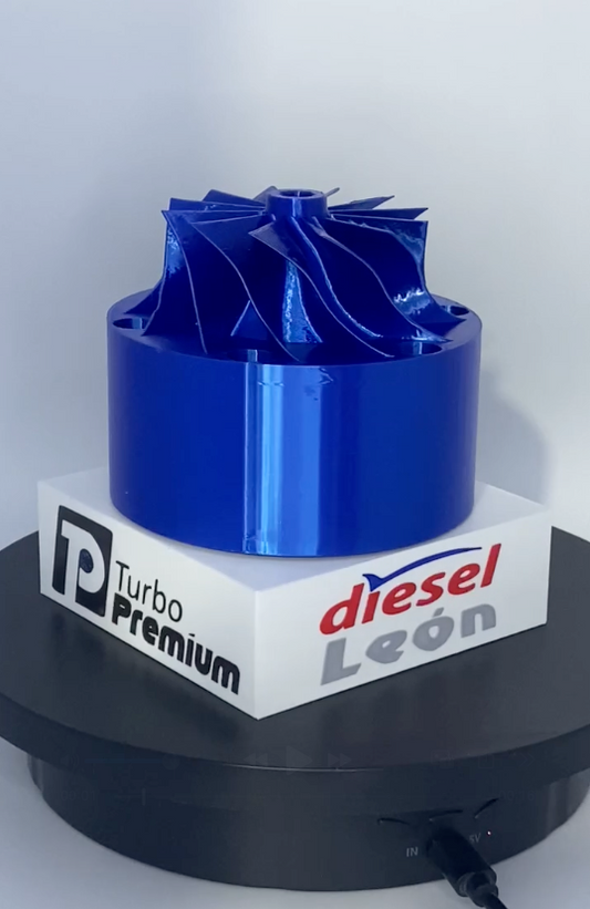 Turbo 3D azul personalizado con logos